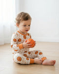 Orange Basketball Bamboo Two Piece Pajama Set