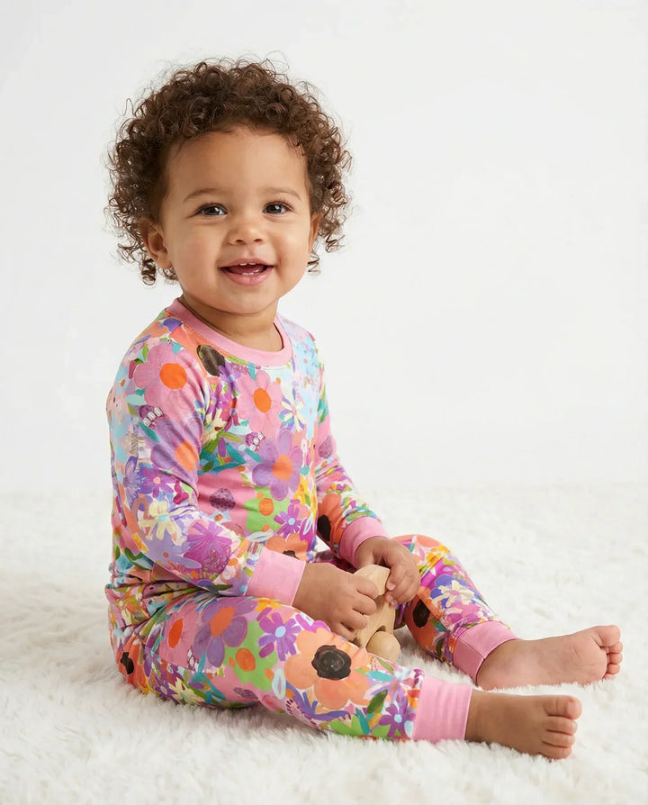 Regenbogenblüten Bambus Zweiteiliger Pyjama
