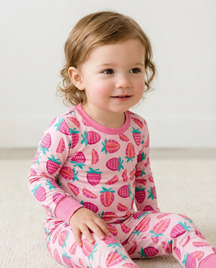 Sweet Strawberries Bamboo Two Piece Pajama Set