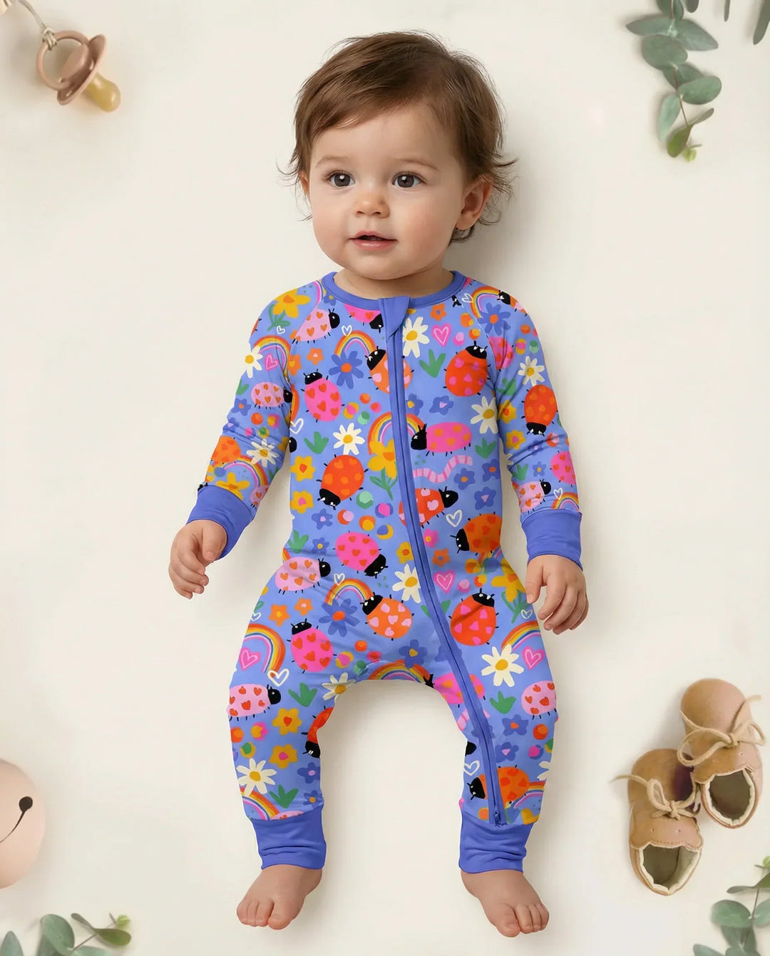 Lady Bugs Bamboo Convertible Zippered Romper