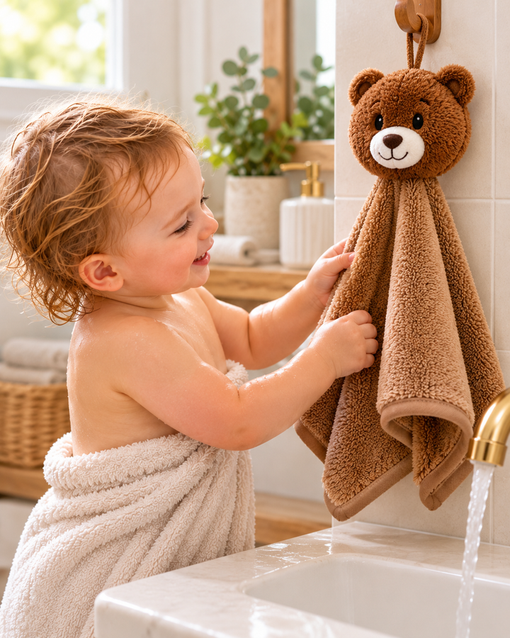 Cute Brown Bear Puppet Washcloth