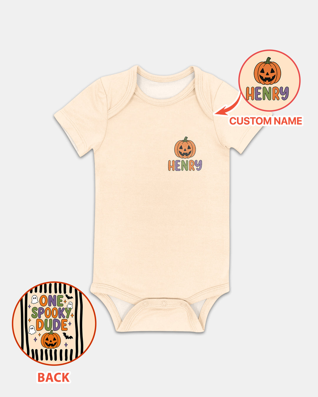 Personalized Halloween First Birthday Baby One Spooky Dude Bamboo Bodysuit
