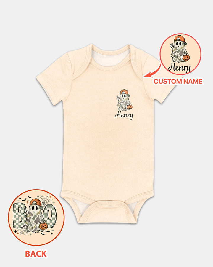 Personalized Baby Boy Halloween Ghost Bamboo Bodysuit