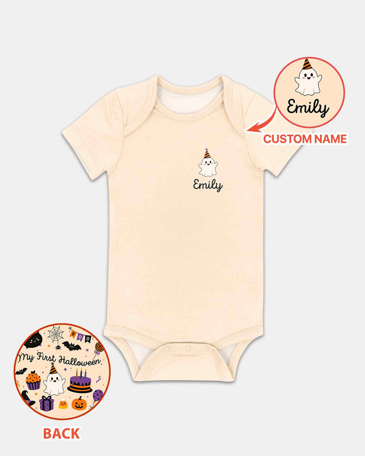 Personalized Baby Boo Ghost Pumpkin My First Halloween Bamboo Bodysuit