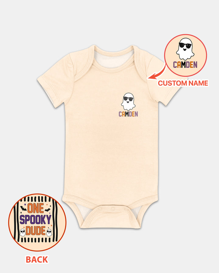Custom Name Halloween One Spooky Dude Bamboo Bodysuit
