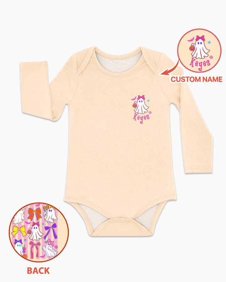 Personalized Coquette Ghost Halloween Bamboo Bodysuit