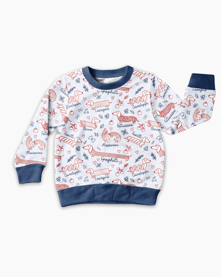 Funny Dachshund Pasta Pups Bamboo Crewneck Sweatshirt