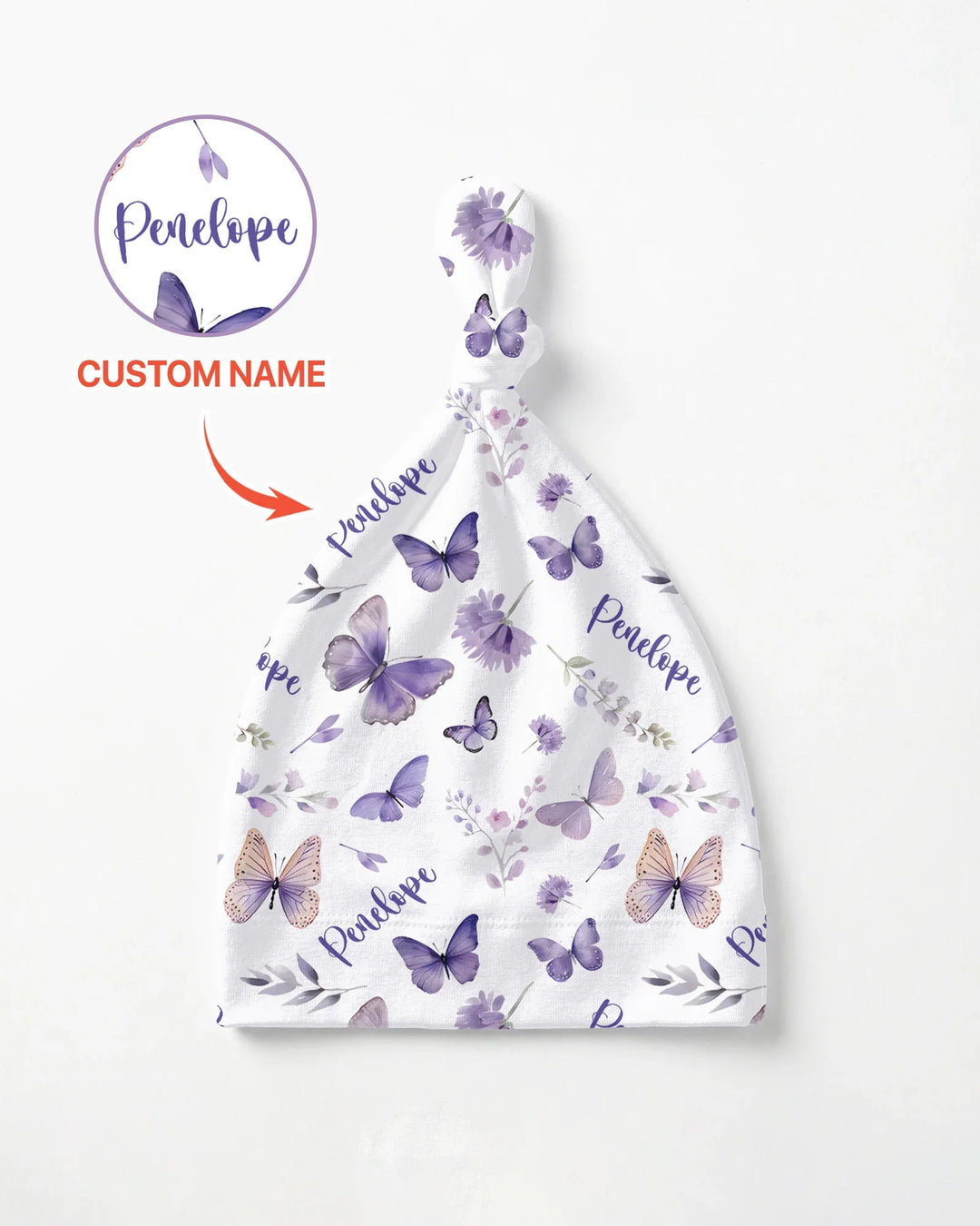 Custom Name Lilac Bloom Bamboo Knotted Hat