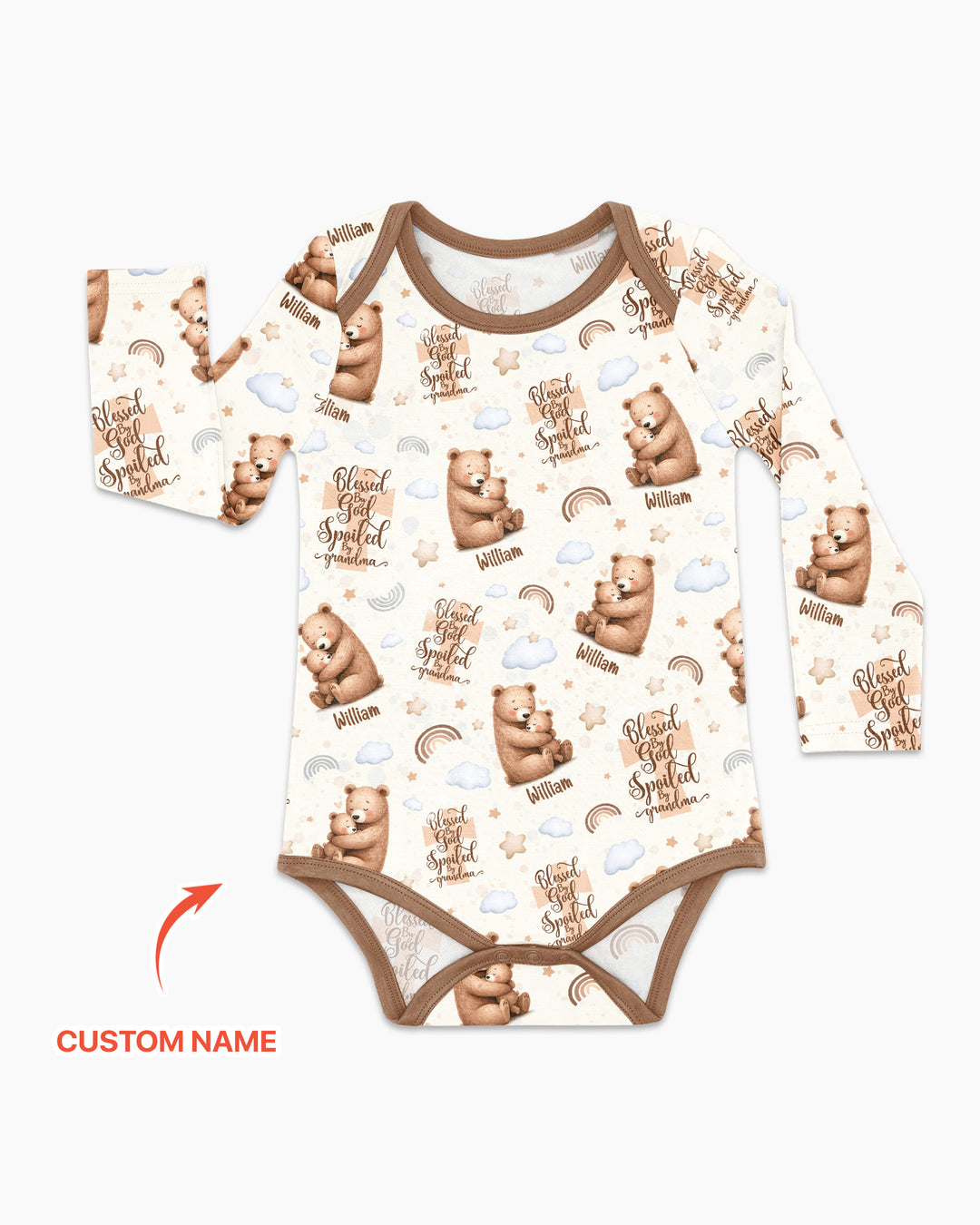 Custom Name Blessed By God Spoiled By Grandma Bamboo Bodysuit