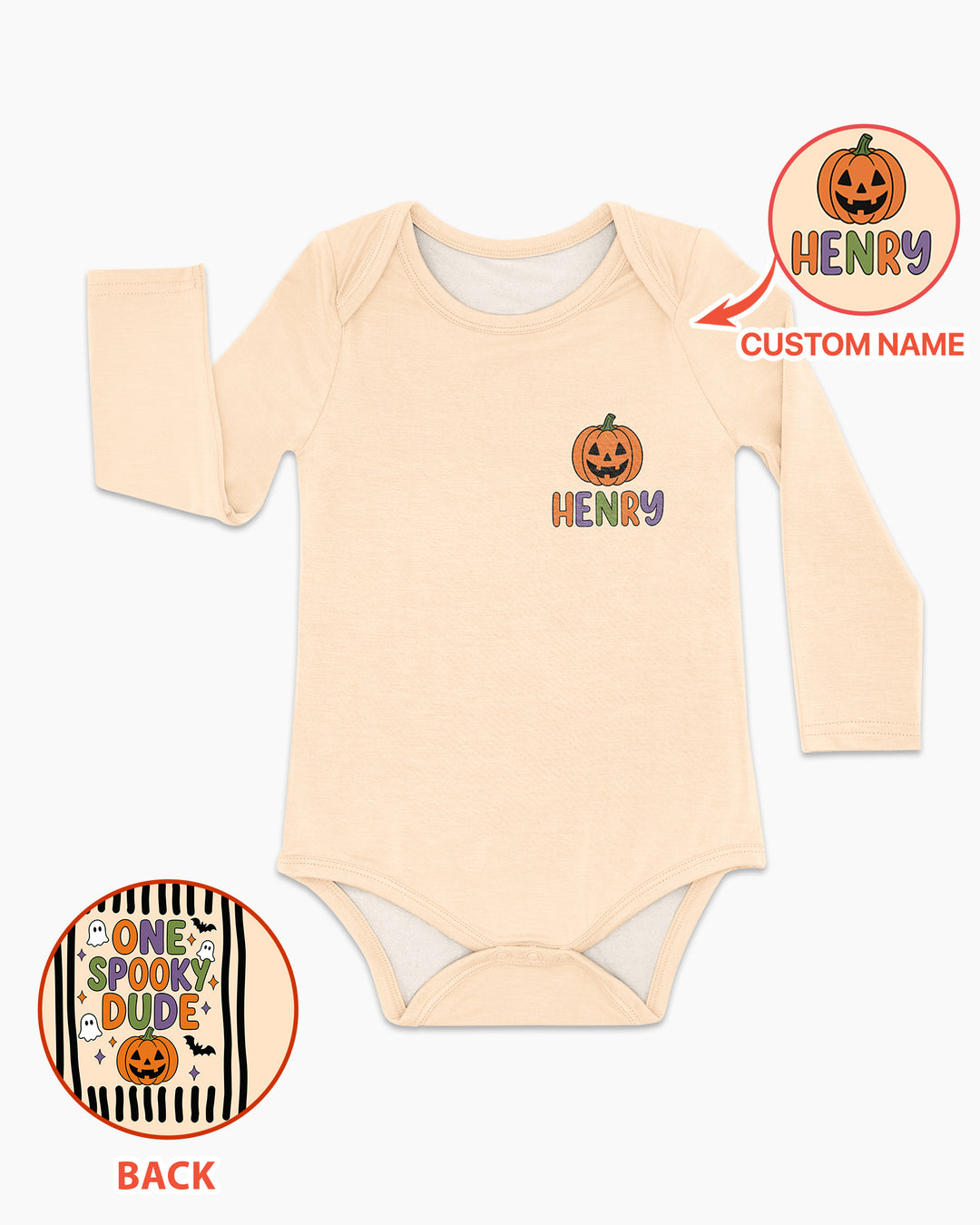 Personalized Halloween First Birthday Baby One Spooky Dude Bamboo Bodysuit