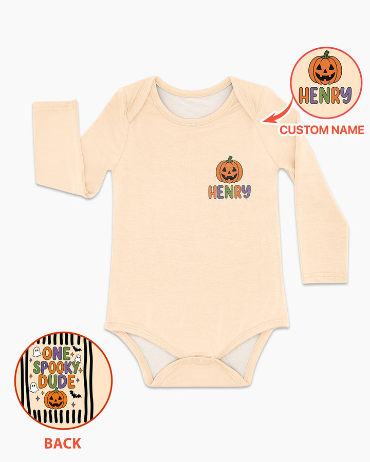 Personalized Halloween First Birthday Baby One Spooky Dude Bamboo Bodysuit