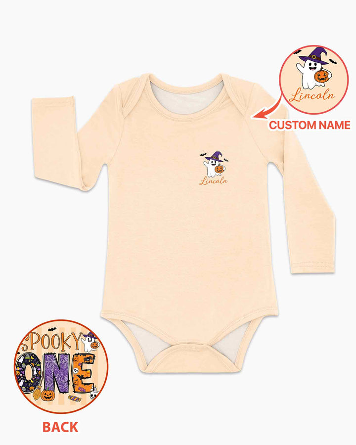 Personalized Spooky One Halloween First Birthday Bamboo Bodysuit