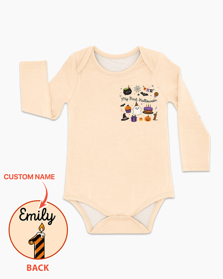 Personalized My First Halloween Pumpkin Bamboo Bodysuit
