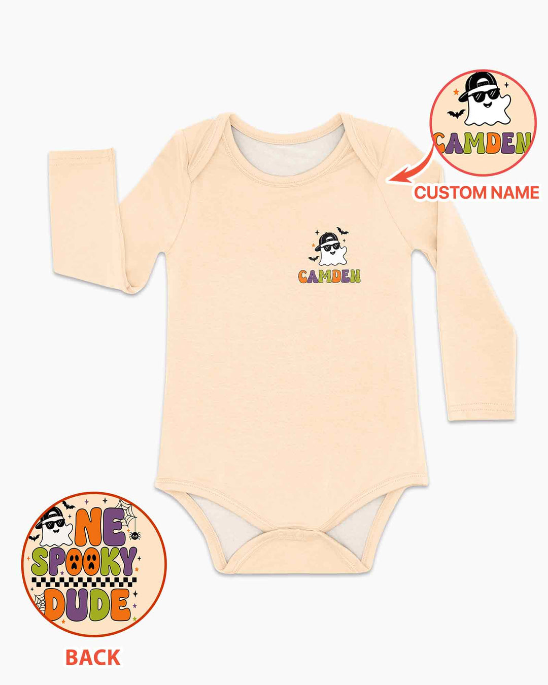 Personalized One Spooky Dude Baby Bamboo Bodysuit