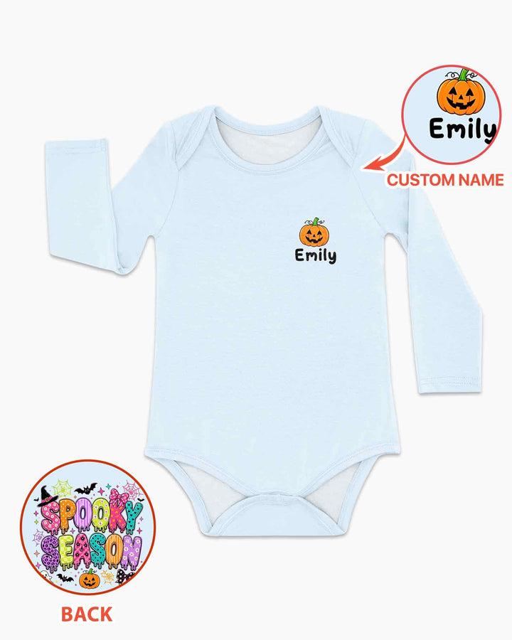 Personalized Spooky Season Pumpkin Ghost Bamboo Bodysuit