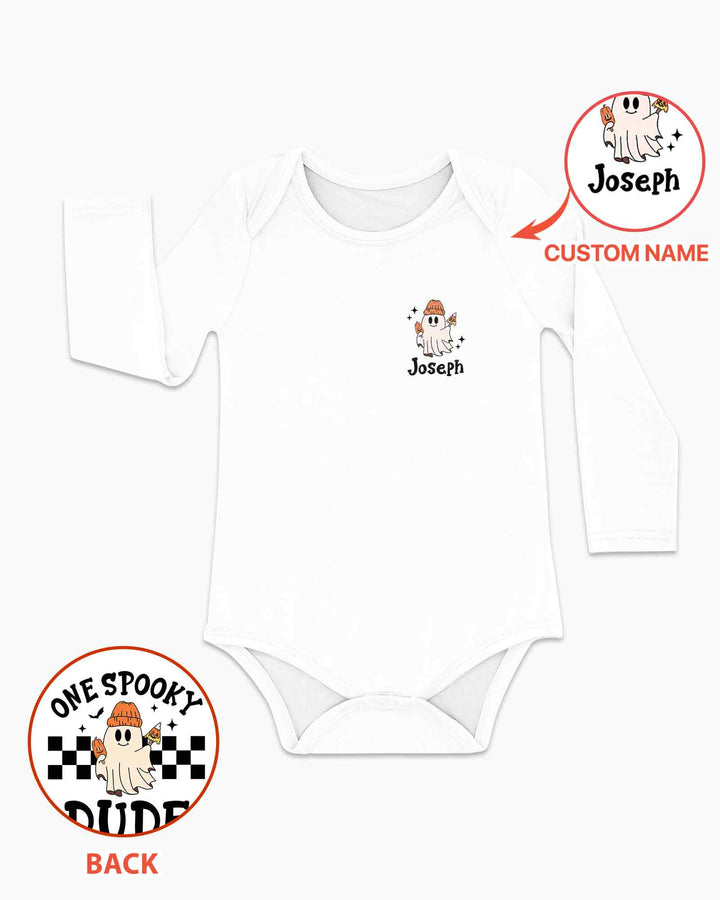 Personalized One Spooky Dude Pumpkin Bamboo Bodysuit