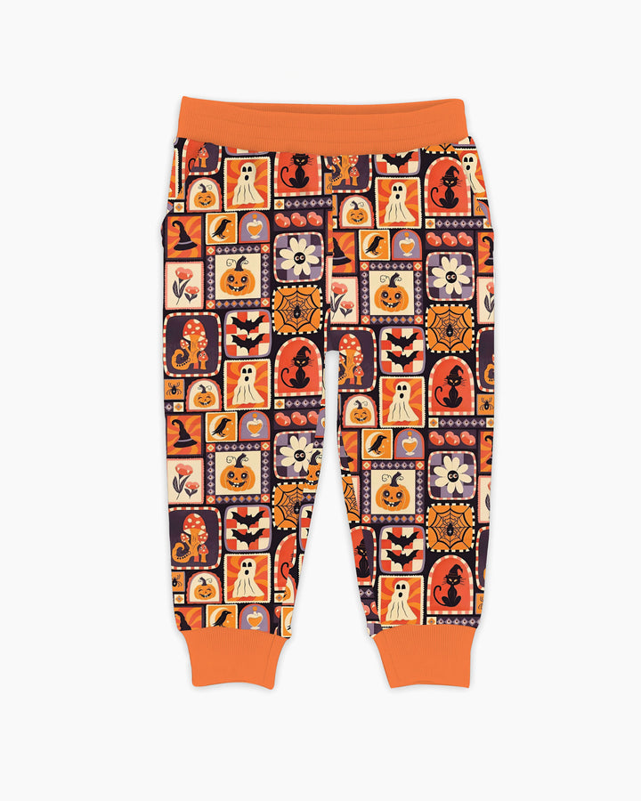 Retro Halloween Patchwork Icons Bamboo Jogger