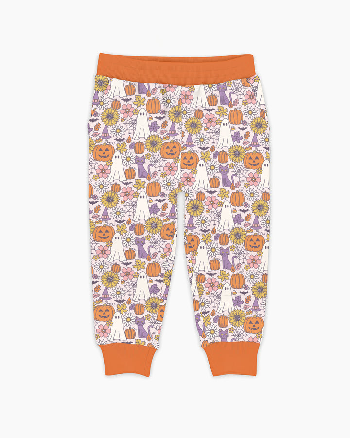 Ghost Pumpkin Fall Floral Halloween Bamboo Jogger