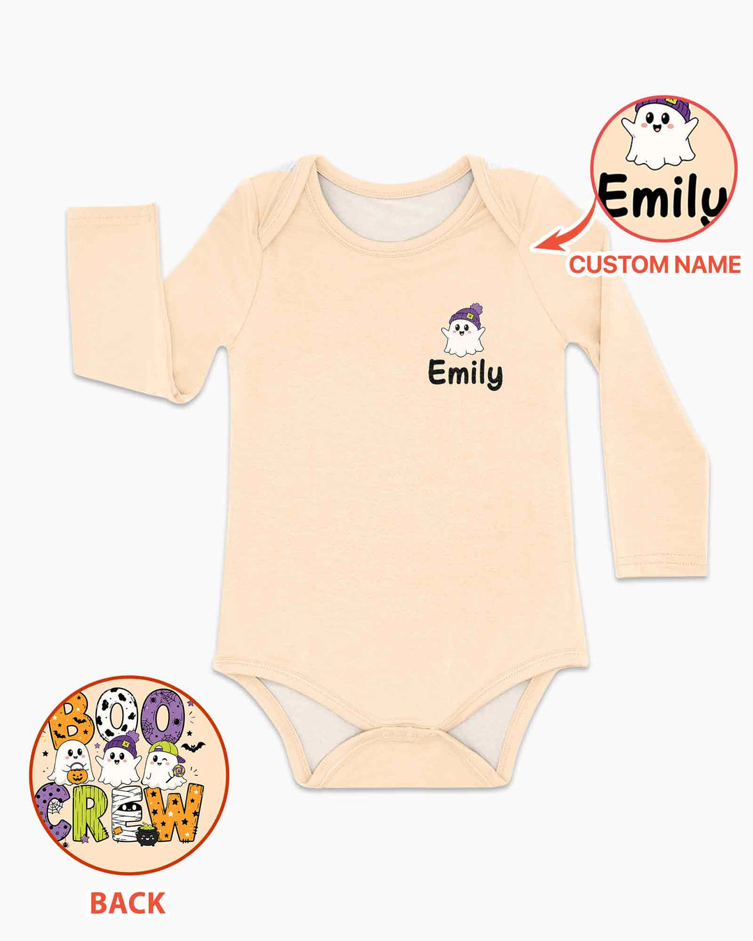 Personalized Boo Crew Halloween Ghost Group Spooky Bamboo Bodysuit