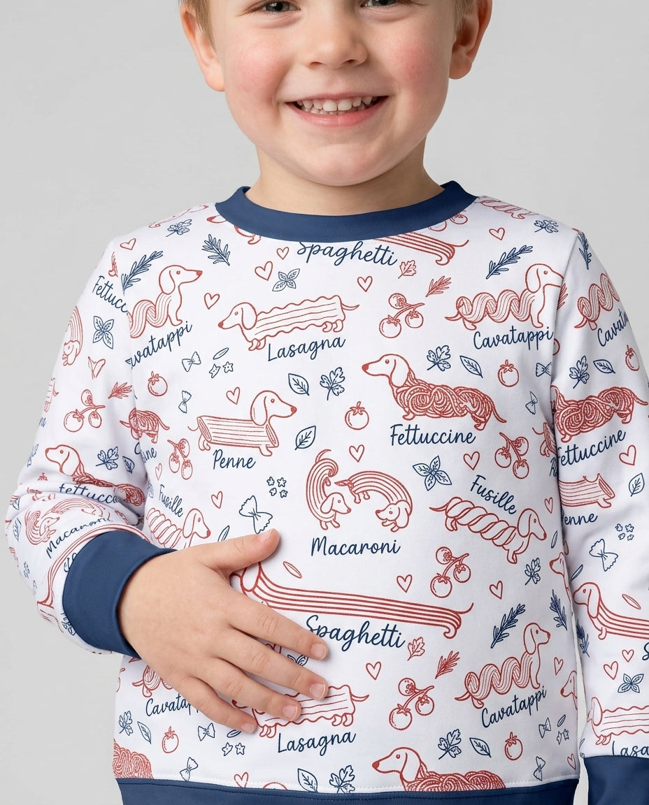 Funny Dachshund Pasta Pups Bamboo Crewneck Sweatshirt