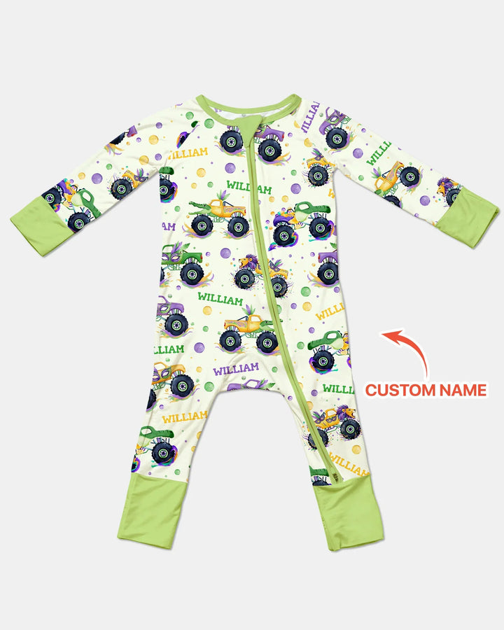Custom Name Mardi Gras Monster Trucks Bamboo Convertible Zippy