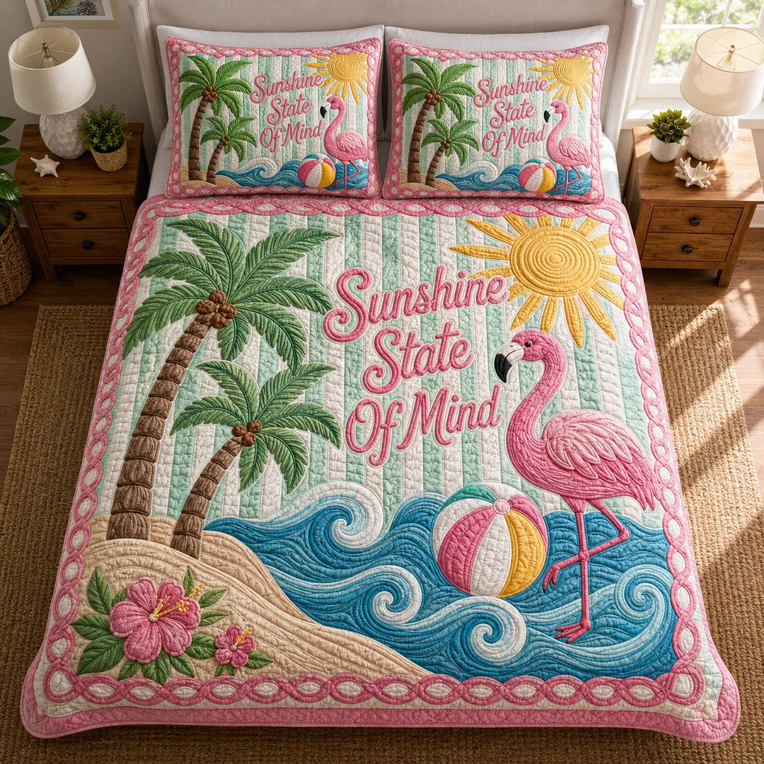 Tropical Flamingo Paradise Bamboo Quilt Bedding Set