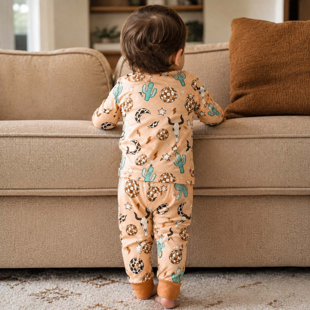 Turquoise Desert Disco Cowgirl Bamboo Two Piece Long Sleeve Pajama Set