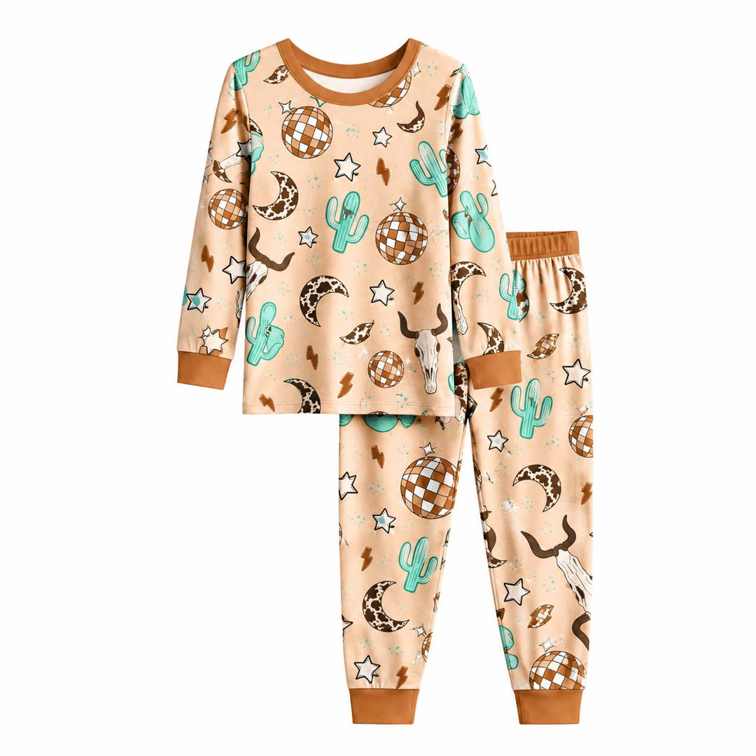 Turquoise Desert Disco Cowgirl Bamboo Two Piece Long Sleeve Pajama Set