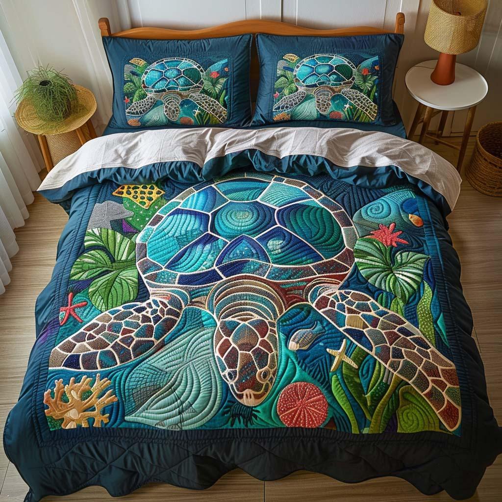 Turtle Calm Waters Bamboo Quilt Bedding Set