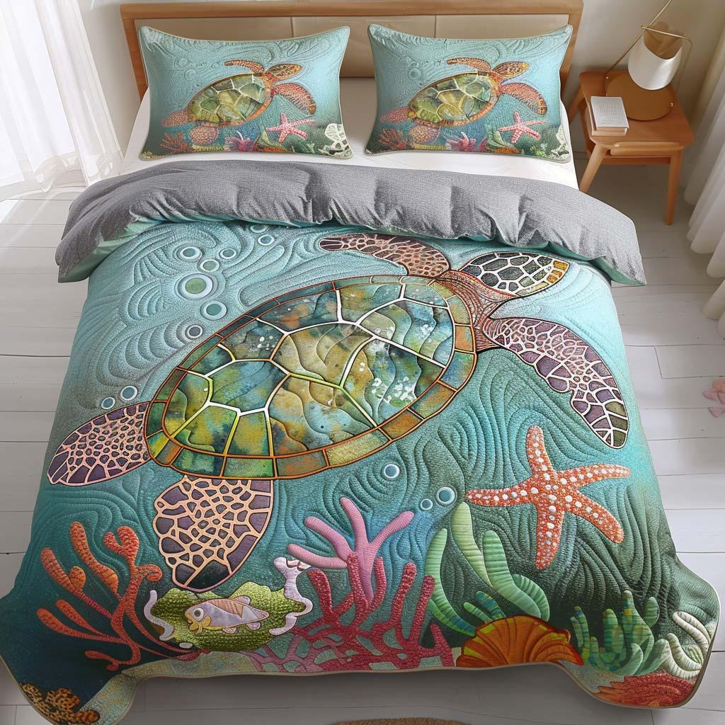 Turtle Natural Harmony Bamboo Quilt Bedding Set