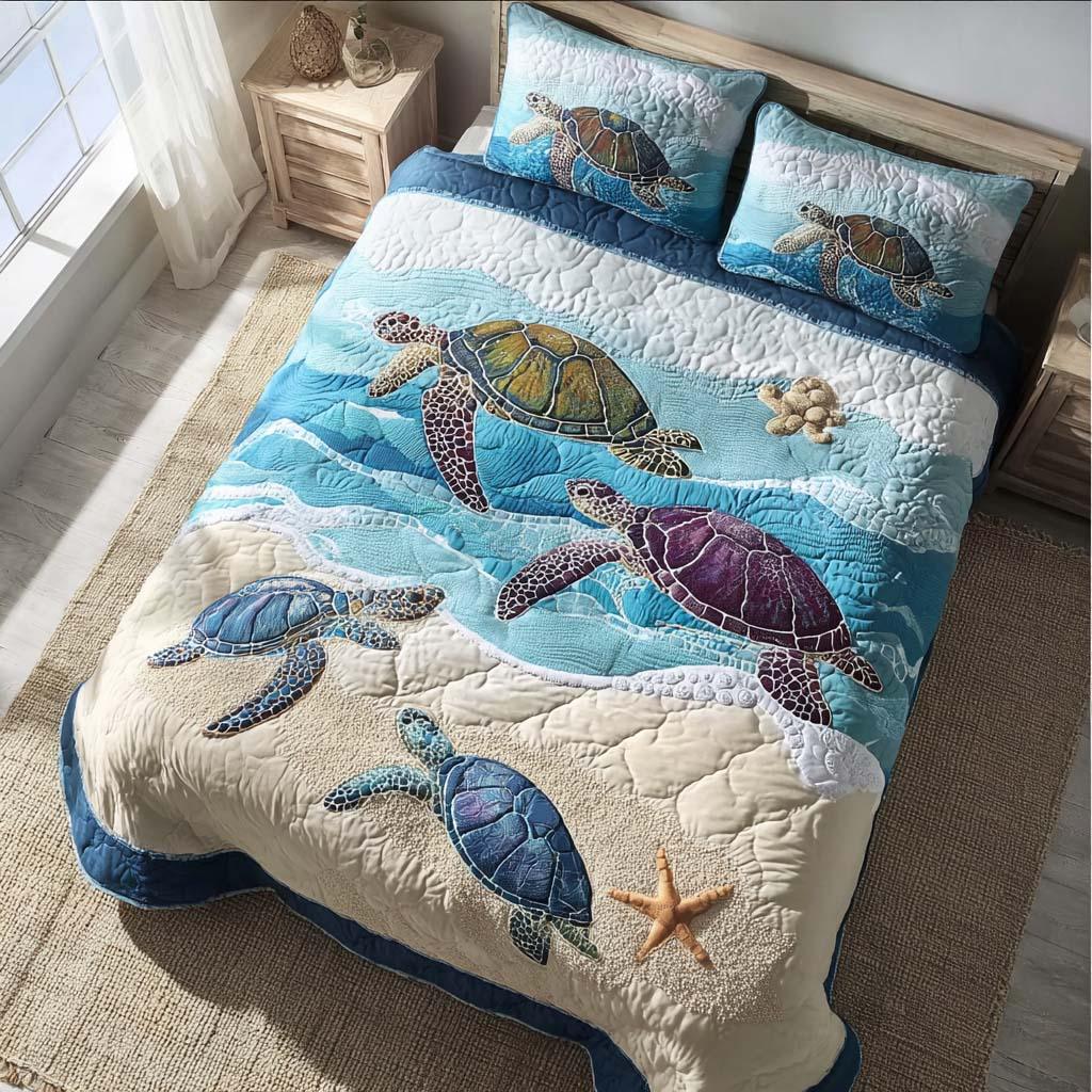 Turtle Ocean Escape Bamboo Quilt Bedding Set