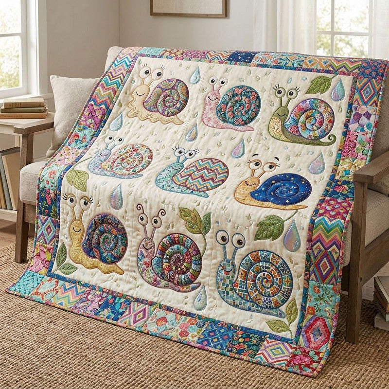 Vintage Flora Snails Bamboo Quilt Blanket