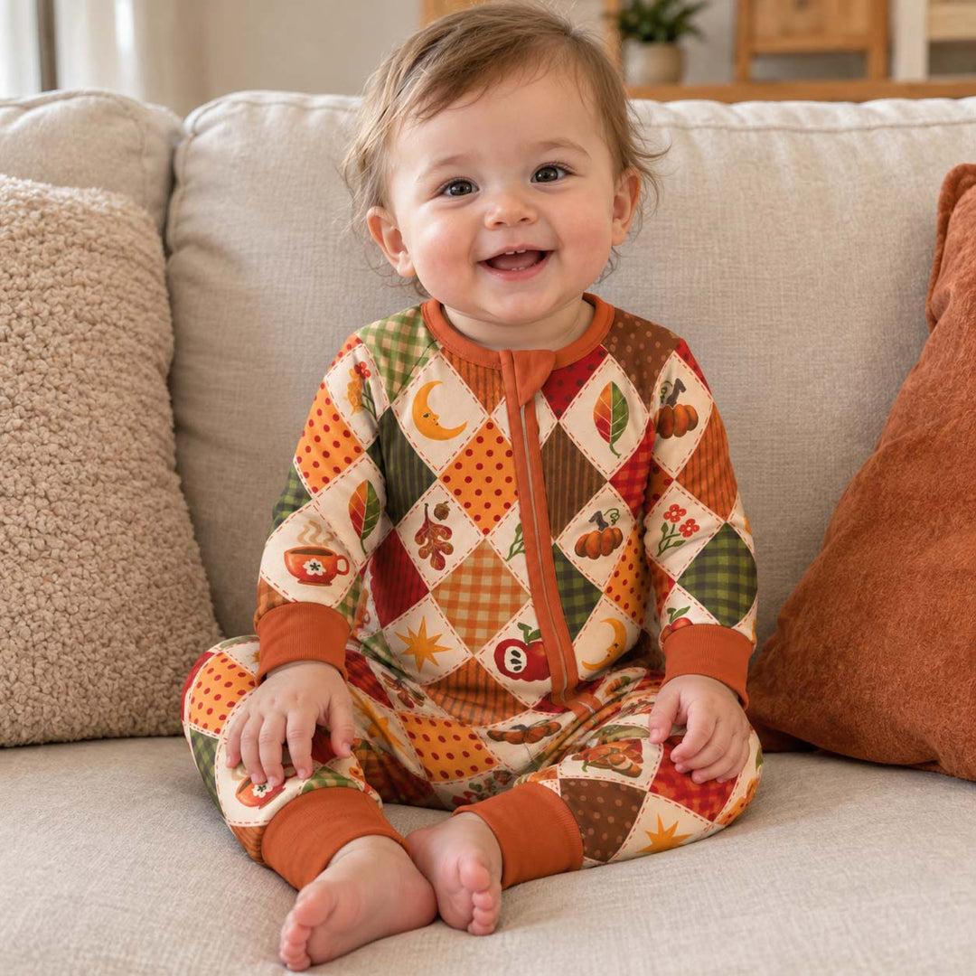 Vintage Autumn Harvest Patchwork Bamboo Convertible Zippy