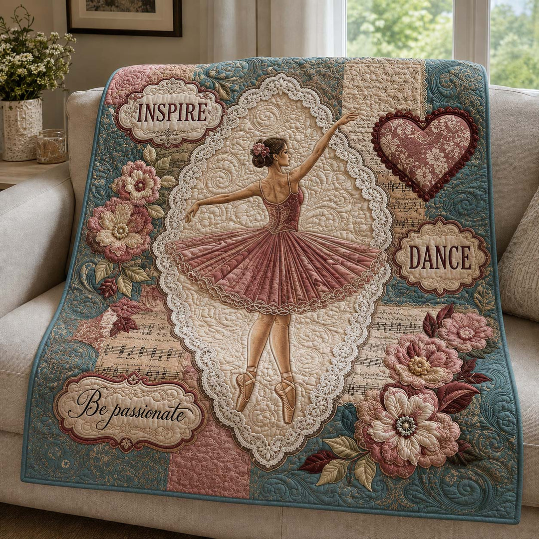 Vintage Ballet Collage Bamboo Quilt Blanket