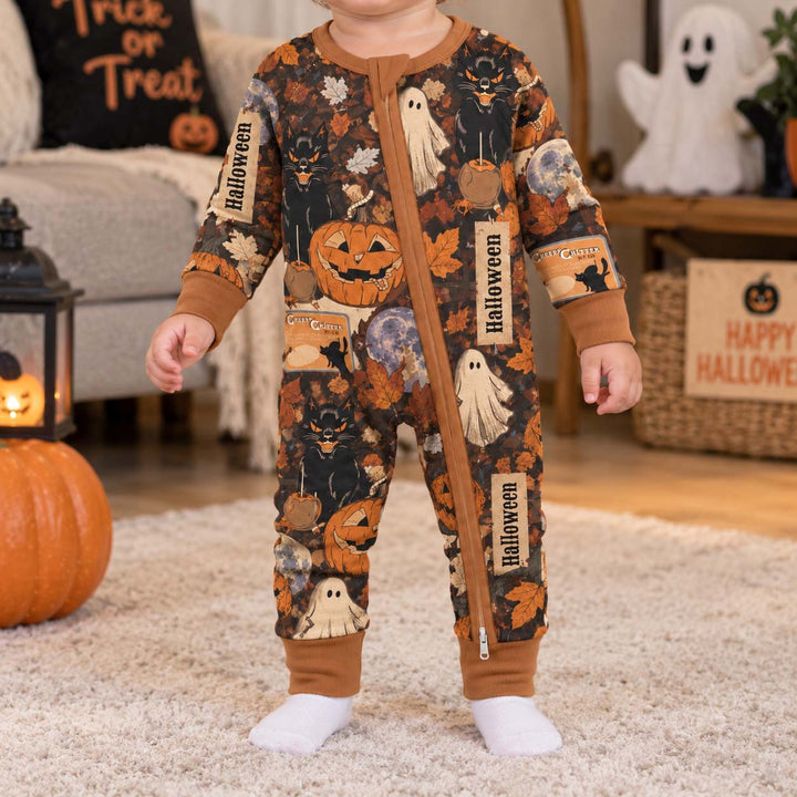 Vintage Black Cat Pumpkin Halloween Bamboo Convertible Zippy
