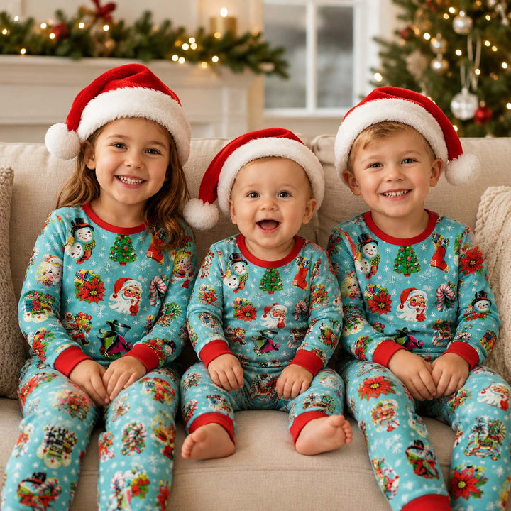 Vintage Christmas Cutouts Bamboo Two Piece Long Sleeve Pajama Set