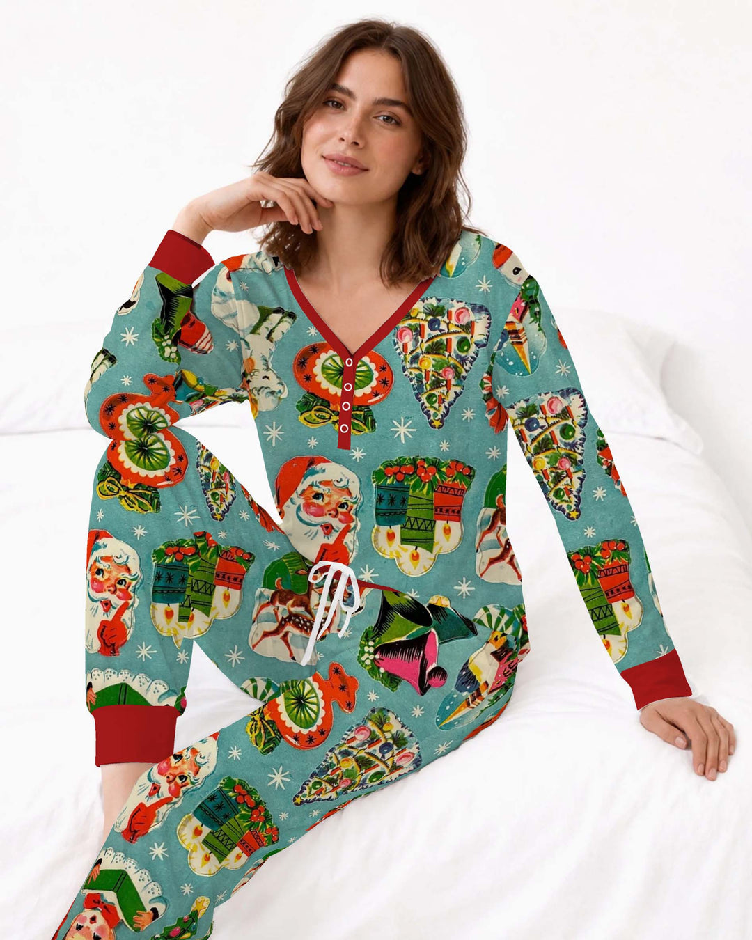 Vintage Christmas Cutouts Bamboo Women Pajama Set