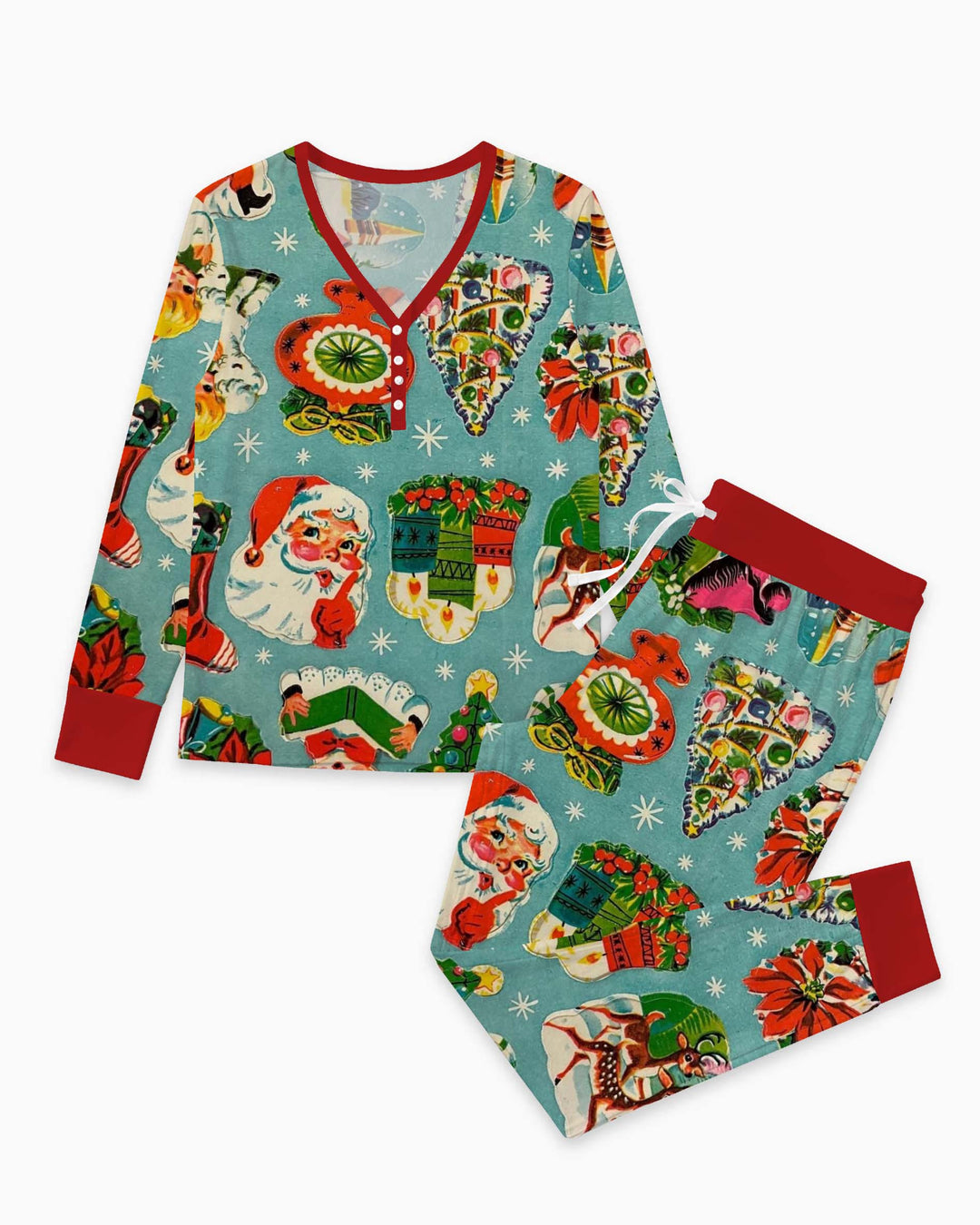 Vintage Christmas Cutouts Bamboo Women Pajama Set