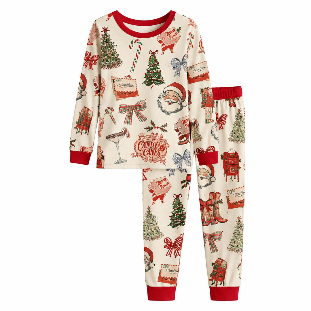 Vintage Christmas Mail Bamboo Two Piece Long Sleeve Pajama Set