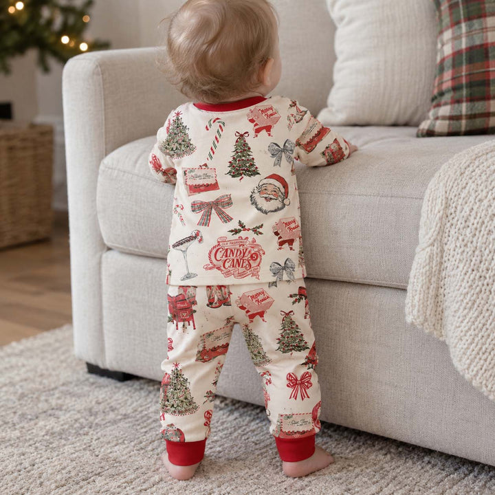 Vintage Christmas Mail Bamboo Two Piece Long Sleeve Pajama Set