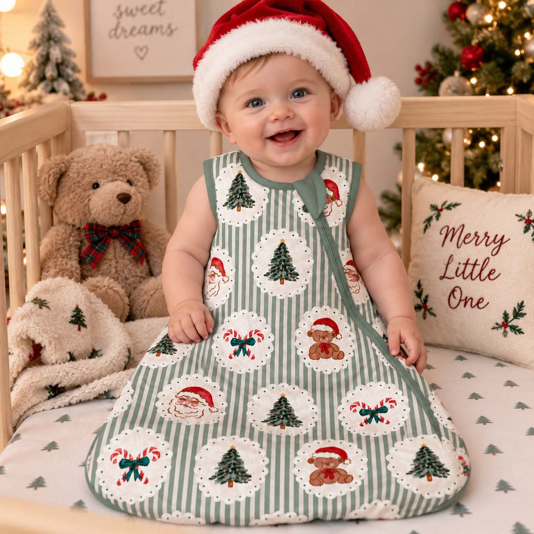 Vintage Christmas Stripes Bamboo Sleep Bag