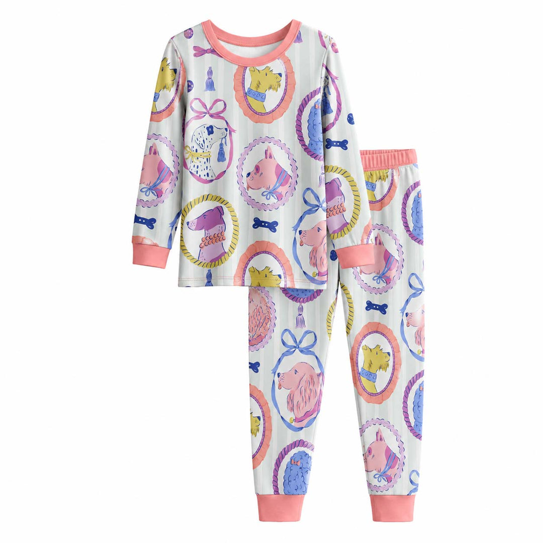 Vintage Dog Portraits Bamboo Two Piece Long Sleeve Pajama Set