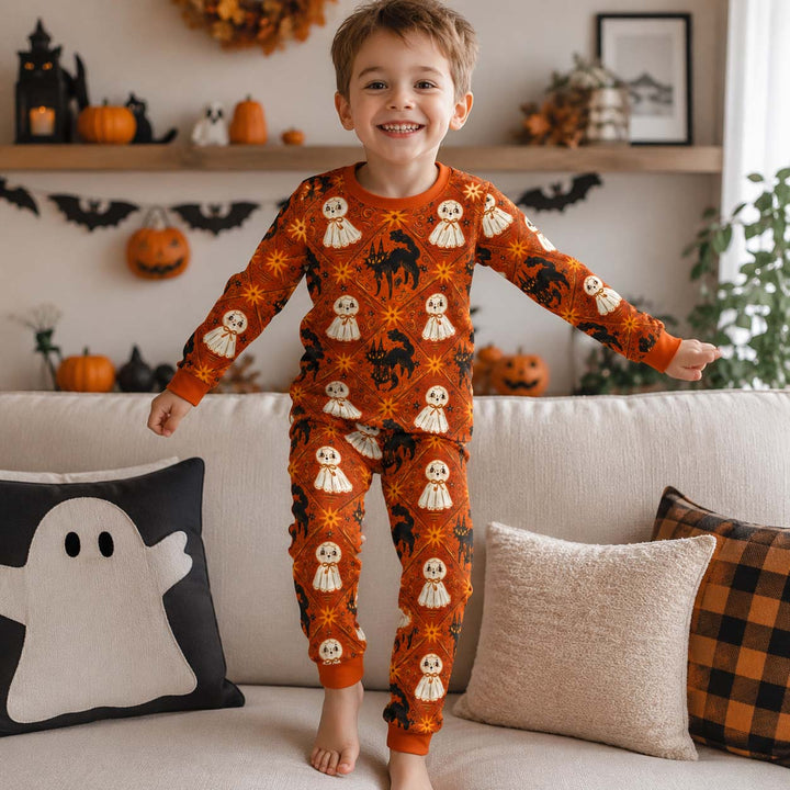 Vintage Ghost Night Bamboo Two Piece Long Sleeve Pajama Set