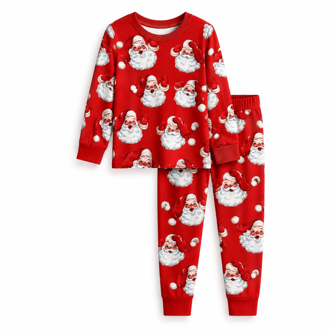 Vintage Jolly Santa Bamboo Two Piece Long Sleeve Pajama Set