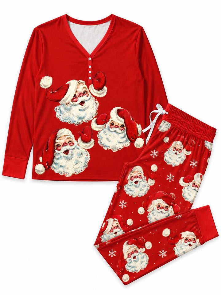 Vintage Jolly Santa Bamboo Women Pajama Set