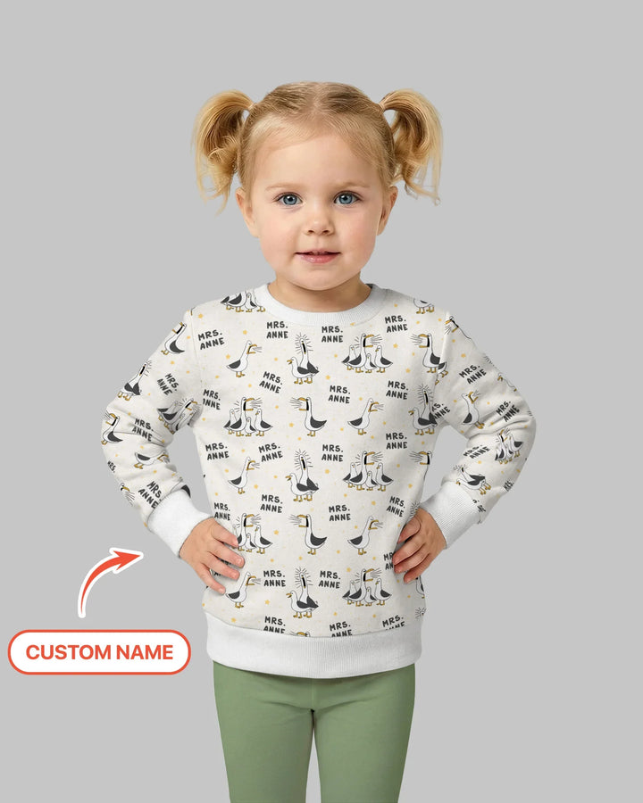 Custom Funny Seagulls Teacher Bamboo Crewneck Sweatshirt