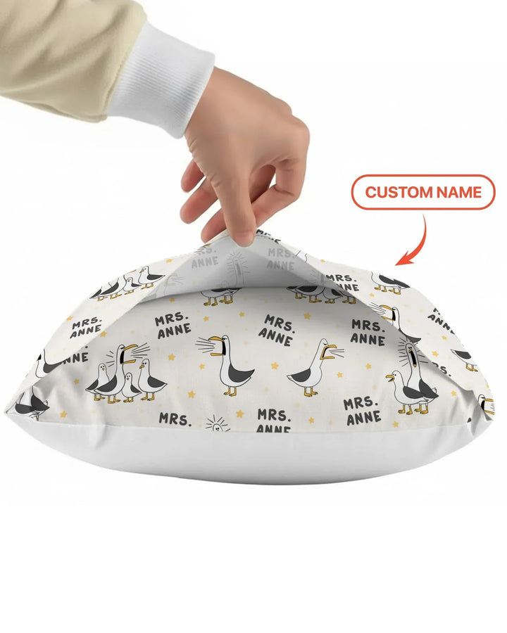 Custom Funny Seagulls Teacher Bamboo Pillow Case