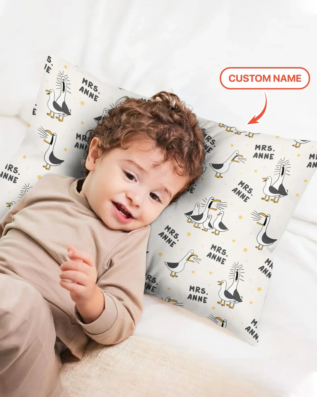 Custom Funny Seagulls Teacher Bamboo Pillow Case