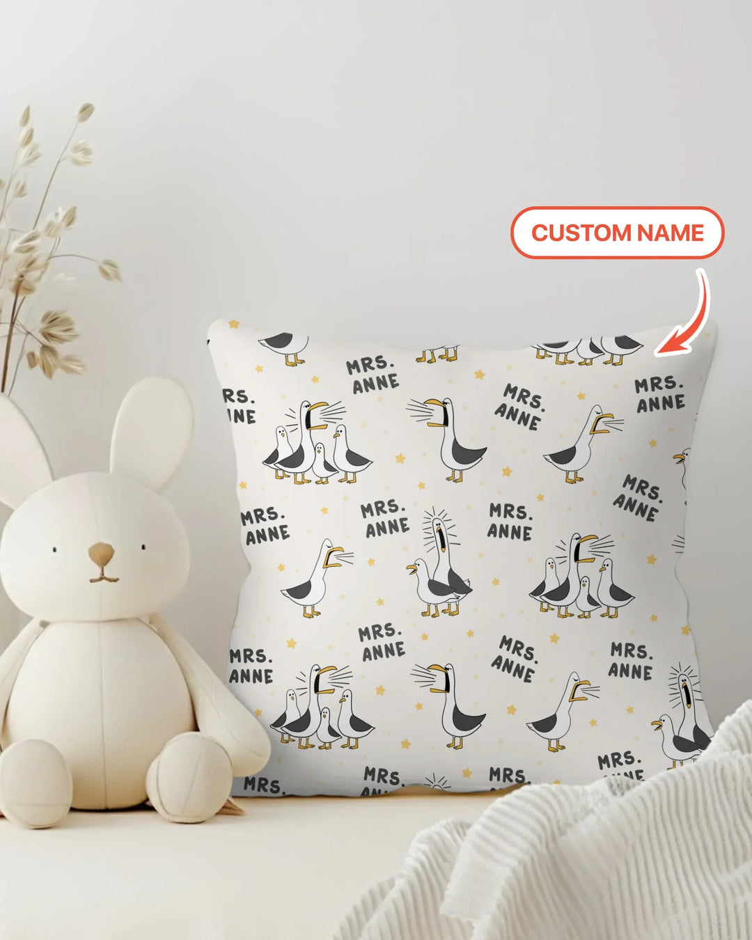 Custom Funny Seagulls Teacher Bamboo Pillow Case