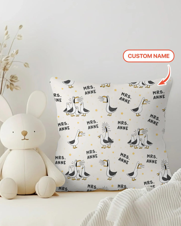 Custom Funny Seagulls Teacher Bamboo Pillow Case